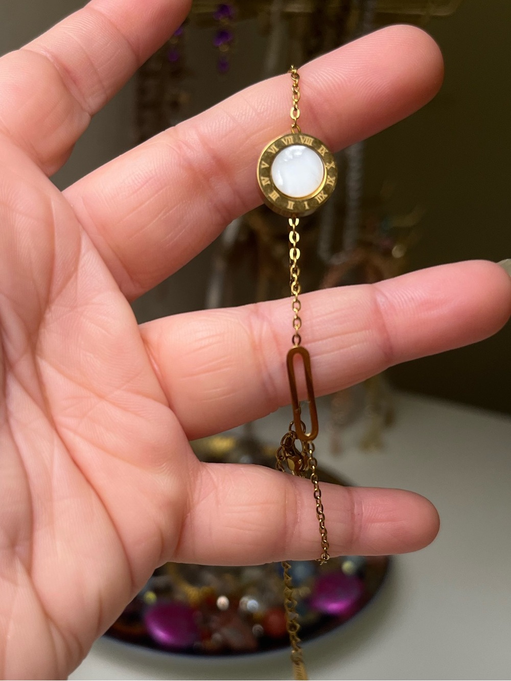 Reversible Roman Numeral Gold Tone Bracelet